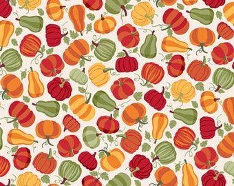 ANDOVER, Pumpkins, White, Autumn Days, Makower, 2597, cotton quilt, cotton designer