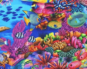 ROBERT KAUFMAN, Tropical fish fabric, 100% cotton, quilt cotton - 19903 de Robert Kaufman