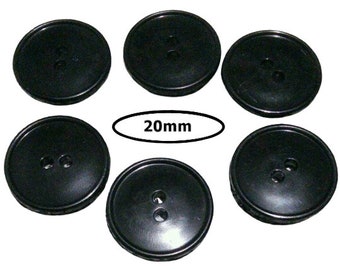 20mm, BLACK, 6 or 30 Buttons, button 2 holes, BTN 119
