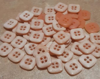 10 Buttons, 14mm, peach button, button 4 holes
