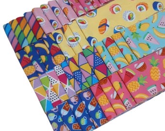 FRUIT Fabric, 40 stripes, Jelly Rolls, 2 1/2" X 44", Pre-Cut cotton - RAINBOWFRUIT de Riley Blake Designs