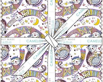 QUILT FABRICS, 42 squares 10 inchs, Cats, 100% cotton, quilt cotton - Mysticat of Camelot Fabrics