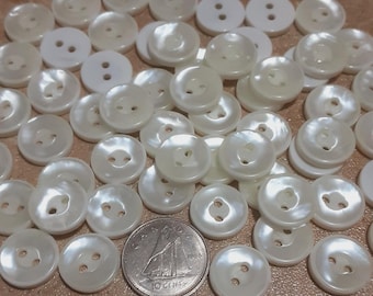 12mm, 24 Buttons, PEARLY WHITE, BTN 02