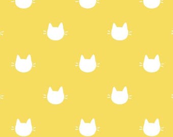 Fabric cotton, KITTY DOTS, Yellow, 21170105, 04, Quilt Fabrics, 100% cotton, quilt cotton - Litter Ary Cats of Camelot Fabrics