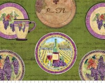 QUILT FABRICS, Medallions, Green, 55230505-01, 100% cotton, quilt cotton - Age Vineyard of Camelot Fabrics