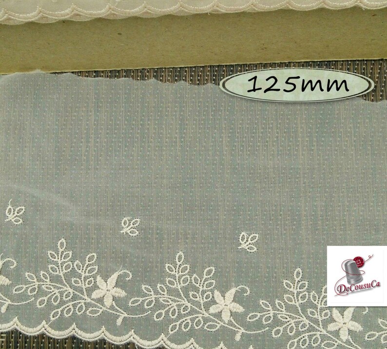 1980 125mm, polyester Lace trim Transparent by the meter vintage Lace 5 Beige DT38