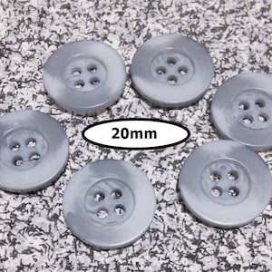 12 Buttons, 20mm, SHADE GRAY, button 4 holes
