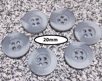 12 Buttons, 20mm, SHADE GRAY, button 4 holes