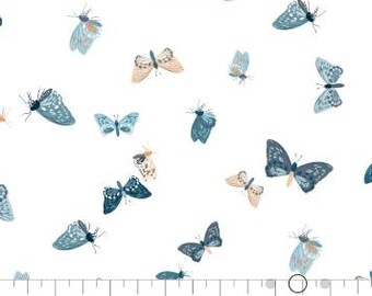 Fabric cotton, Flutter Wings, White, 58230506-01, QUILT FABRICS, 100% cotton, quilt cotton - Midnight In Bloom of Camelot Fabrics