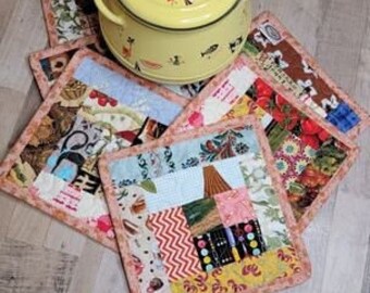 BONUS, Scrappy Potholders 10 1/2" x 10 1/2", Patchwork Hot Mats Potholder Trivet Oven mitt Pot Holder, BONUS with purchase 25 dollars