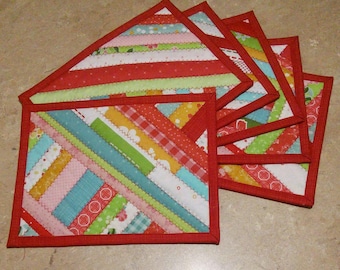 Kit 6 placements, Potholders Patchwork Hot Mats Potholder Trivet Oven mitt