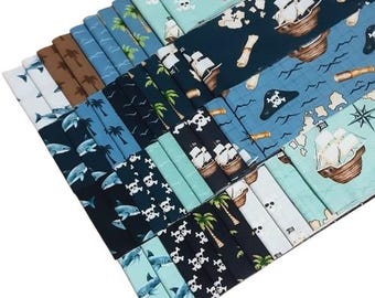 QUILT FABRICS, 40 stripes 2 1/2x44po, Jelly Rolls, 100% cotton, quilt cotton - Pirates Ahoy of Camelot Fabrics