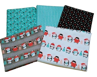 CAMELOT FABRICS, 5 prints, Merry Penguins, Quilt cotton