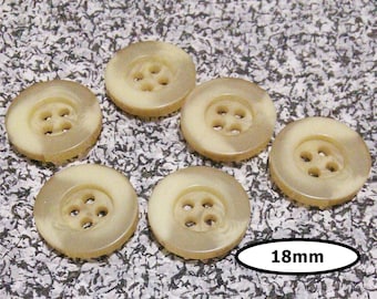 12 Buttons, 18mm, BEIGE, button 4 holes