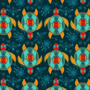 Fabric cotton, TRUTLE JOURNEY, Deep Teal, 57240102, 01, Quilt Fabrics, 100% cotton, quilt cotton - Truth of Camelot Fabrics