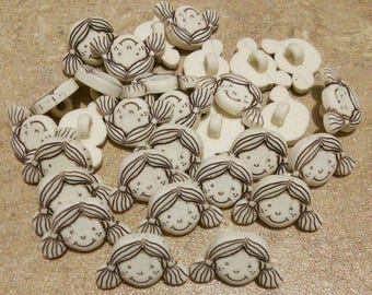 18mm, 20 Buttons, Girl, 1980s, Solid Button, BF54
