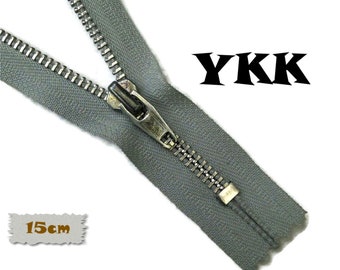 YKK, 15cm, Dark Grey, Zipper, Cursor V, 6 Inch, Metal, Zipper, Non-Detachable, vintage, 1980, Z16