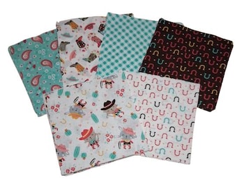 COW GIRL, 42 squares 5 inchs Pre-Cut cotton - From to Boot de Camelot Fabrics