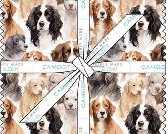 10 Inch Squares Cotton Layer Cake, Camelot Fabrics Paw and Whisker, Dog Cat Pet Animal Prints, Precut Quilt Fabric Assortment