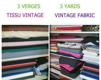 3 yards of Vintage fabric, Different fibers, different textures, Zero Waste