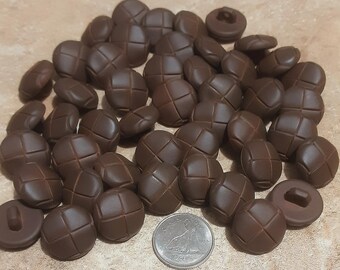 12 Buttons, 16mm, Button Brown imitation leather, plastic button, button Vintage, 1980s