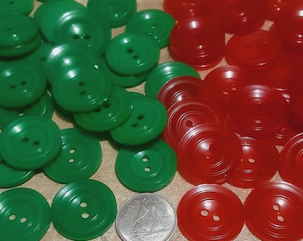 12 Buttons, 20mm, RED, GREEN, button 2 holes