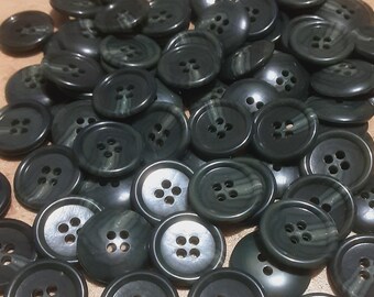 12 Buttons, 21mm, GREEN GRAY ZEBRÉ, button 4 holes, btn 94