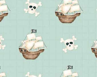 Fabric cotton, SHIPS, Aqua, 56240102, 01, Quilt Fabrics, 100% cotton, quilt cotton - Pirates Ahoy of Camelot Fabrics