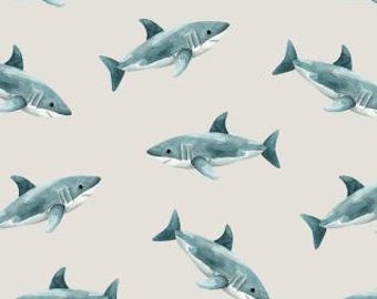 Fabric cotton, SHARKS, Gray, 56240104, 02, Quilt Fabrics, 100% cotton, quilt cotton - Pirates Ahoy of Camelot Fabrics