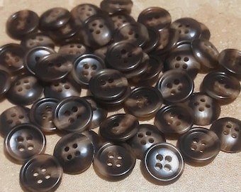 12 buttons, 15 mm, SHADE BEIGE BROWN, button 4 holes