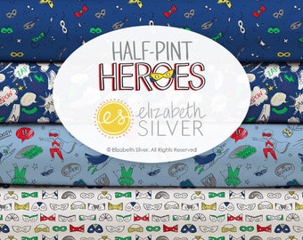 QUILT FABRICS, 6 prints, Heroes, 100% cotton - Half-Pint Heroes de Camelot Fabrics