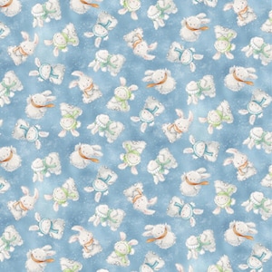 TIMELESS TREASURES, Bunny in Scarves, Arctic Nights Tossed, 100% coton