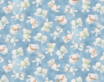 TIMELESS TREASURES, Bunny in Scarves, Arctic Nights Tossed, 100% coton