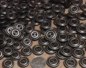 12 Buttons, 14mm and 15mm, Bouton Bronze, 2 holes, vintage button