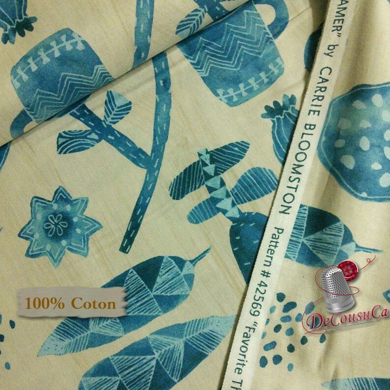 by Carrie Blomston Pueblo Stripe 42571 Dreamer blue Dreamer cream 100/% coton Windham Fabrics