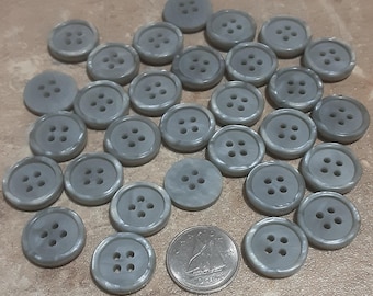 12 buttons, 16 mm, GRAY button, 4 holes, vintage button