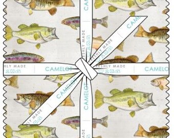 QUILT FABRICS, 42 squares 10 inchs, 100% cotton, quilt cotton - Fishful Thinking of Camelot Fabrics