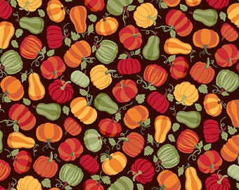 ANDOVER, Pumpkins, Brown, Autumn Days, Makower, 2597, cotton quilt, cotton designer