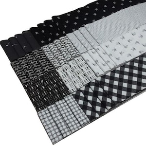 40 Jelly Rolls, 2 1/2" X 44", Coton pré-découpé - Noir, GRIS, BLANC