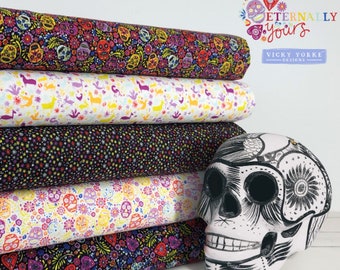 QUILT FABRIC SKULL, 8 prints, Eternally Yours of Camelot Fabrics, 100% coton