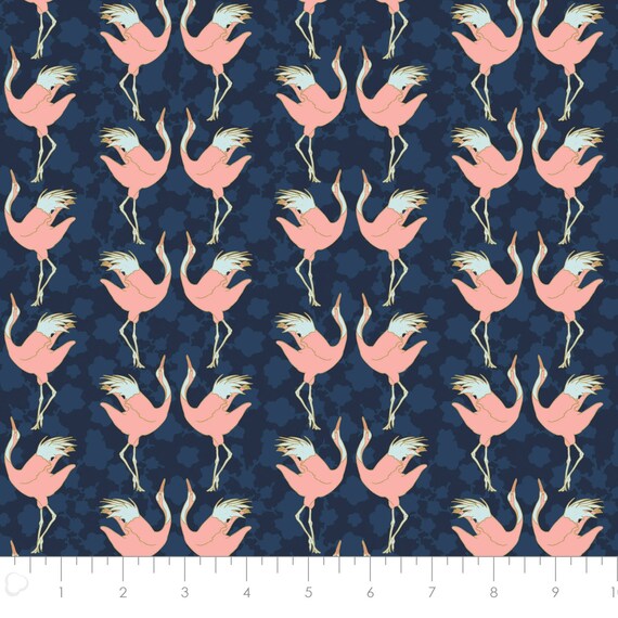quilt cotton col 03 Camelot Fabric 29180205 Flower Mistic Cranes