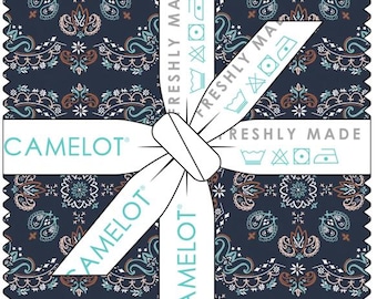 Camelot Fabrics COWBOY Charm Pack, 5" Precut Fabric Squares, 42 Pcs Quilting Cotton Pack, Run Free
