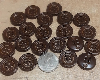 12 buttons, Leather brown 15 mm, imitation leather, 1970