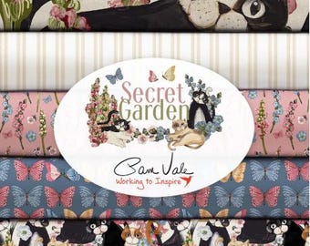 QUILT FABRICS, CATS, Bundle 9, 100% Cotton, quilt cotton - Secret Garden de Camelot Fabrics