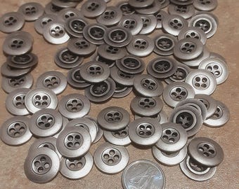 12 buttons, Silver, 15 mm, metal, silver, basic button, sound button