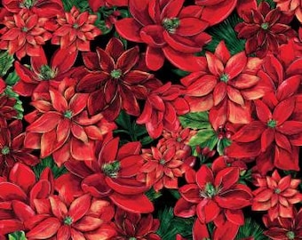Joy to the World, POINSETTIA, Quilting Cotton Fabric by Camelot Fabrics, Christmas Fabric by the Yard, 49250203