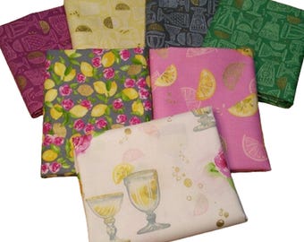 ROBERT KAUFMAN, 7 prints, Rose Lemonade, Wishwell, cotton, cotton quilt, cotton designer