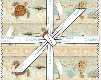 QUILT FABRICS, 42 squares 10 inchs, 100% cotton, quilt cotton - Coastal Waterways of Camelot Fabrics