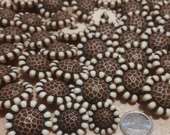 6 buttons,  Aspect, Flowers, Turtle, 18mm or 21mm or 25mm, Aspect, Flowers, Turtle