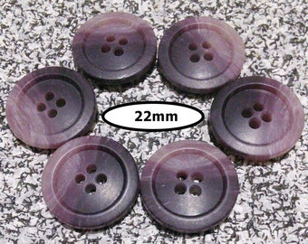 6 buttons, 22mm, SHADE VIOLET PURPLE, button vintage, Btn 97